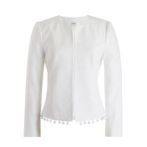 J. Crew Cropped Blazer Linen Blend Pom Pom